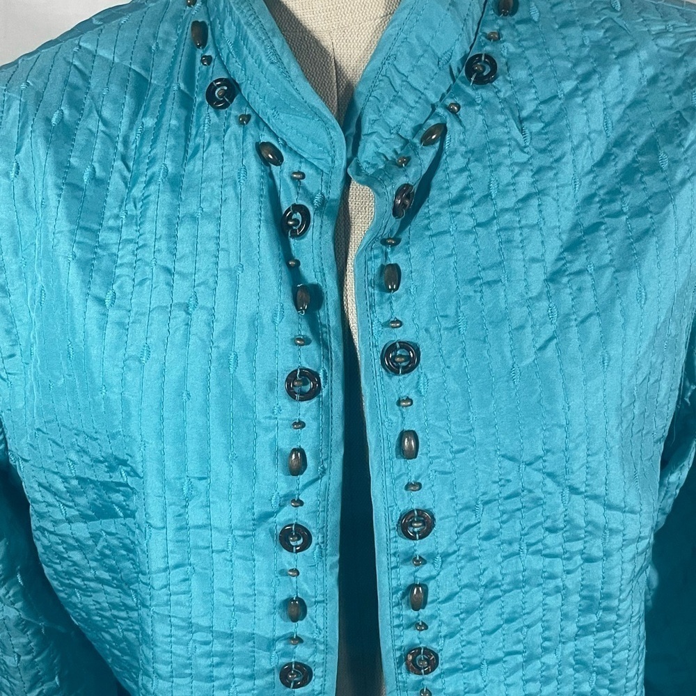 Ladies ALFRED DUNNER Lightweight Quilted Open Front Jacket w/Embellishments 12P - Picture 3 of 7